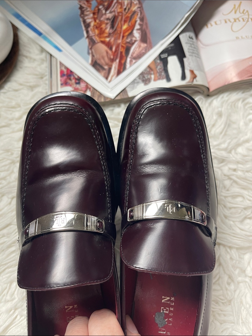 Lauren Ralph Lauren Women’s Dark Burgundy Leather Bit Loafers - Picture 3 of 8